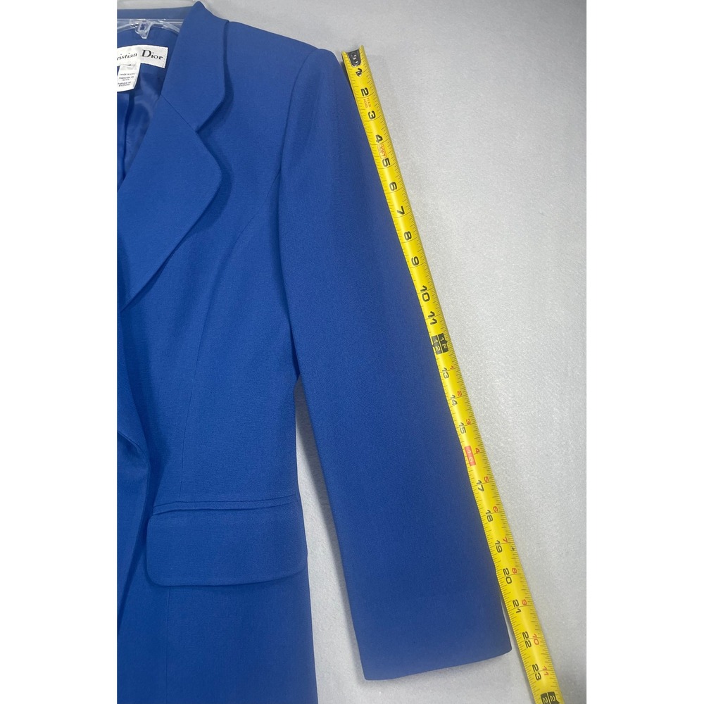 Christian Dior Vintage Royal Blue Skirt Suit Set Blazer Pencil Skirt Size 4 - Picture 5 of 14